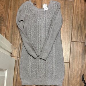 Jack by BB Dakota Light Gray Cable Knit Dress